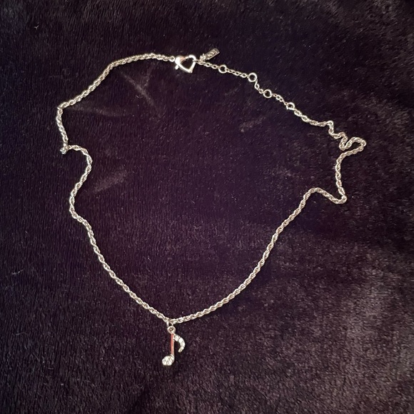 Jennifer Lopez Silver-tone Necklace Rhinestone Music Note 16”Long & 2” Extension - Picture 7 of 7